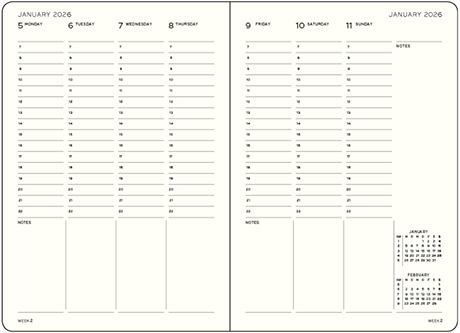 2026 ugekalender med kolonne oversigt